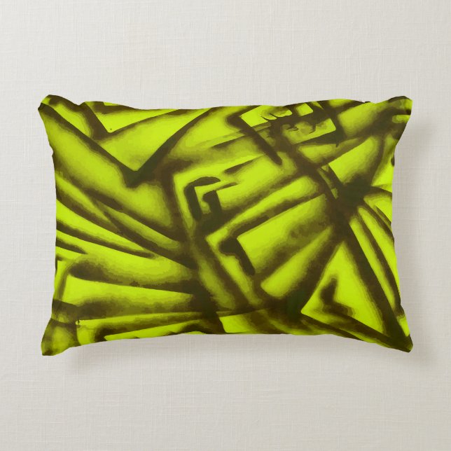 Abstract zwart en groen accent kussen (Voorkant)