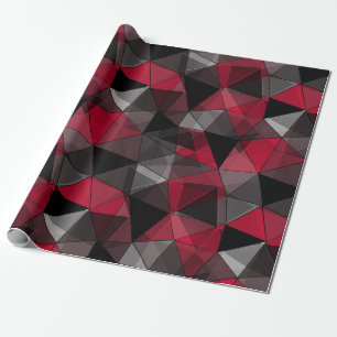 Abstract, zwart en rood, driehoek, geometrisch cadeaupapier