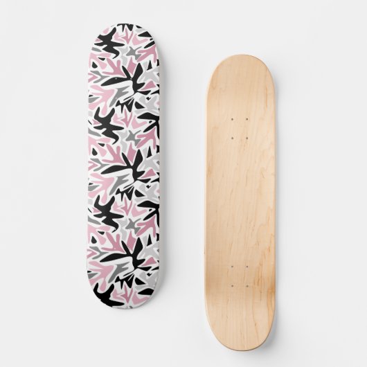 Abstract, zwart en roze, Jeugd, Modern Throw Skateboard (Voorkant)