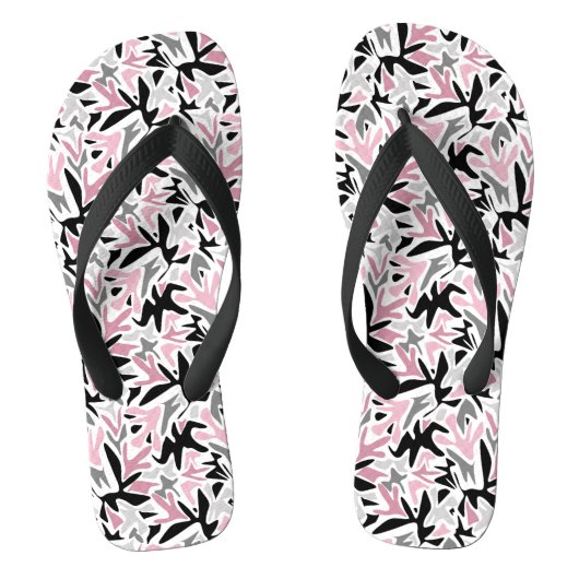 Abstract, zwart en roze, jeugd, moderne schroefdra teenslippers (Voetbed)