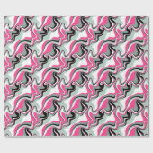 Abstract zwart en roze vloeistof cadeaupapier (Vlak)
