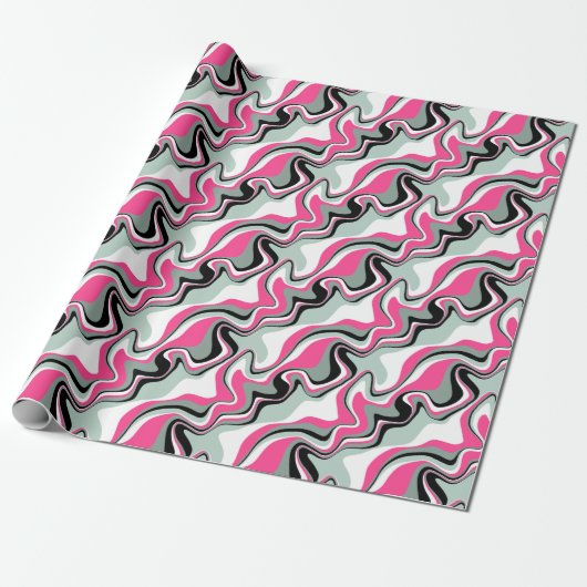 Abstract zwart en roze vloeistof cadeaupapier (Uitgerold)