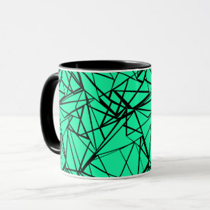 Abstract zwart en turquoise mok