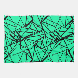 Abstract zwart en turquoise theedoek