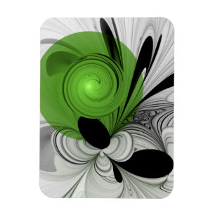 Abstract zwart en wit met groene fractale kunst magneet