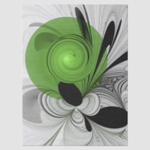 Abstract zwart en wit met groene fractale kunst tissuepapier