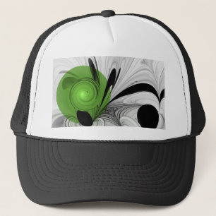 Abstract zwart en wit met groene fractale kunst trucker pet