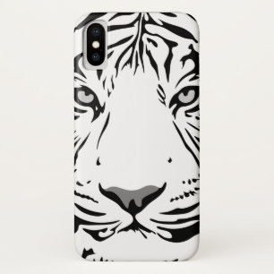 Abstract zwart en wit tijgergezicht iPhone x hoesje