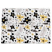 Abstract Zwart Geel Grijs Naadloos Bloempatroon Groot Cadeauzakje