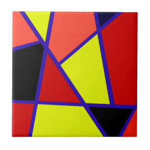 Abstract zwart-geel koraalminimalisme tegeltje