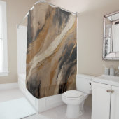 Abstract Zwart Goud Beige Douchegordijn (In situ)