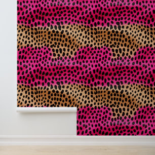 Abstract Zwart Goud Roze Luipaard Behang