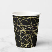 Abstract Zwart Gouden Bruidsdiner Papieren Bekers (Achterkant)