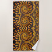 Abstract zwart-goudspiraal strandlaken (Voorkant)