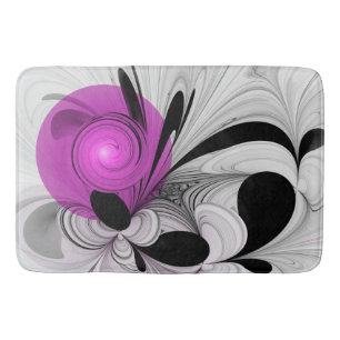 Abstract zwart grijs met magenta fractal art badmat