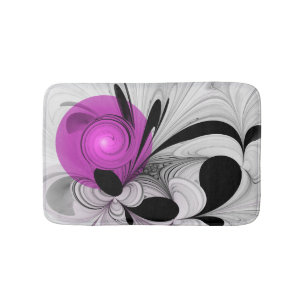 Abstract zwart grijs met magenta fractal art badmat