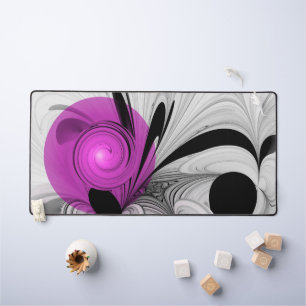 Abstract zwart grijs met magenta fractal art bureaumat