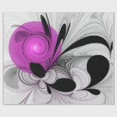 Abstract zwart grijs met magenta fractal art cadeaupapier (Vlak)