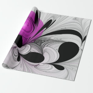 Abstract zwart grijs met magenta fractal art cadeaupapier