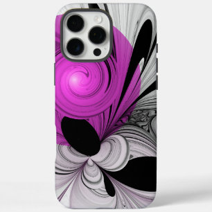 Abstract zwart grijs met magenta fractal art iPhone 16 pro max hoesje