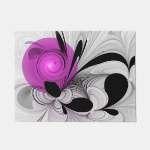 Abstract zwart grijs met magenta fractal art deurmat