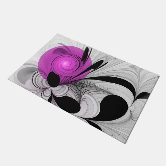 Abstract zwart grijs met magenta fractal art deurmat (Schuin)