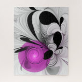 Abstract zwart grijs met magenta fractal art legpuzzel (Verticaal)