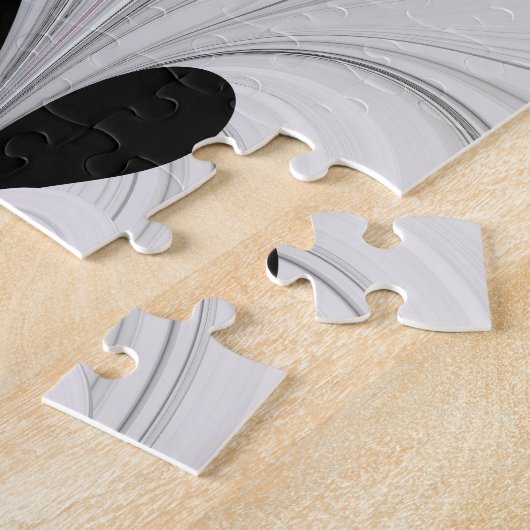 Abstract zwart grijs met magenta fractal art legpuzzel (Zijkant)