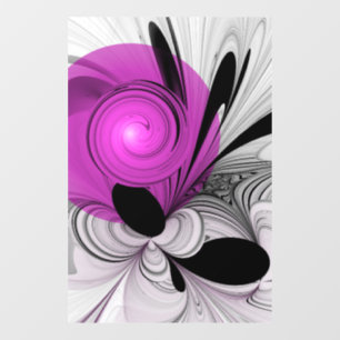 Abstract zwart grijs met magenta fractal art raamsticker