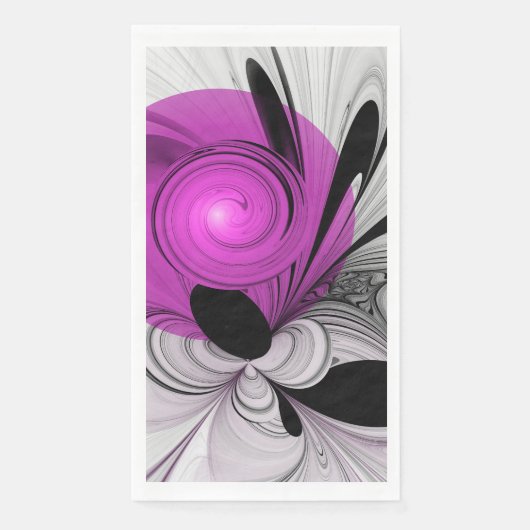 Abstract zwart grijs met magenta fractal art servet (Voorkant)