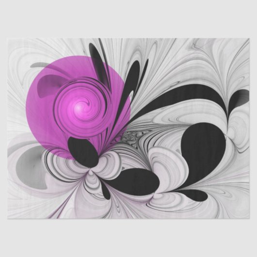 Abstract zwart grijs met magenta fractal art tissuepapier (Voorkant)