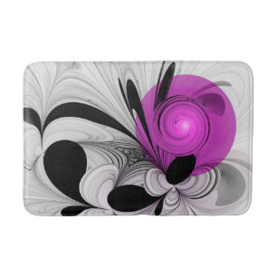 Abstract zwart grijs met magenta fractale kunst badmat