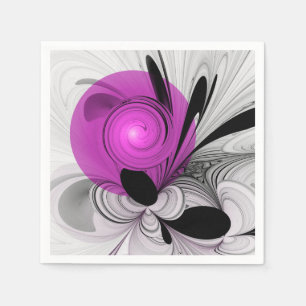 Abstract zwart grijs met magenta fractale kunst servet