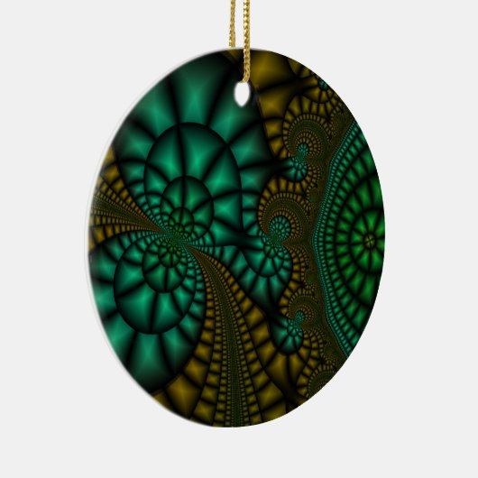 Abstract zwart, groen, en goudornament keramisch ornament (Rechts)