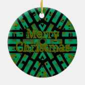 Abstract zwart, groen, en goudornament keramisch ornament (Achterkant)