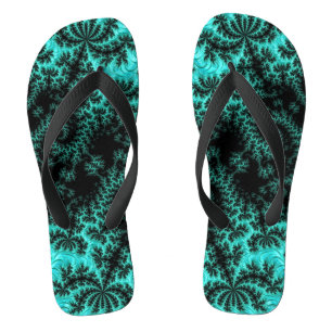 Abstract zwart groen fractaal patroon teenslippers
