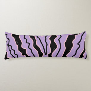 Abstract zwart paars marmer boho groovy patroon lichaamskussen