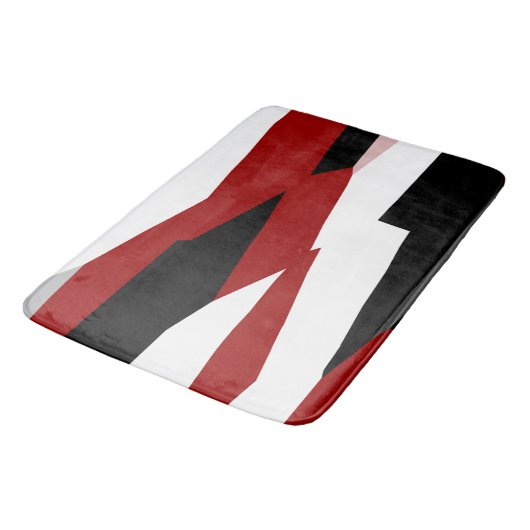 Abstract zwart, rood en wit badmat (Gekanteld)