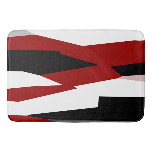 Abstract zwart, rood en wit badmat (Voorkant)