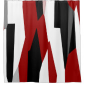 Abstract zwart, rood en wit douchegordijn (Voorkant)