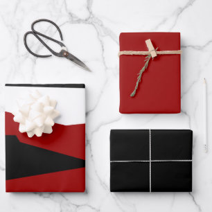Abstract zwart, rood en wit inpakpapier vel