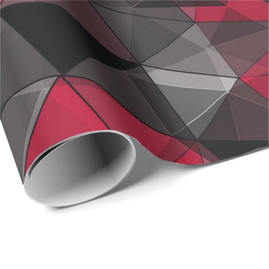 Abstract zwart, rood, grijs geometrisch. cadeaupapier (Rol Hoek)