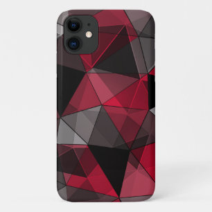 Abstract zwart, rood, grijs geometrisch. iPhone 11 hoesje