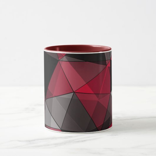 Abstract zwart, rood, grijs geometrisch. mok (Midden)