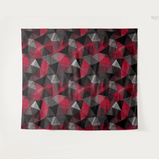 Abstract zwart, rood, grijs geometrisch. wandkleed (Voorkant (horizontaal))
