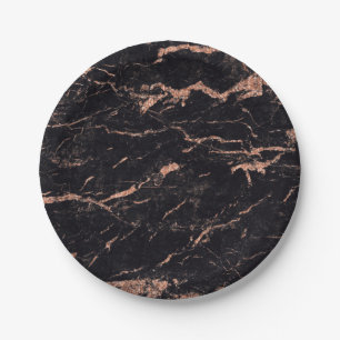 Abstract zwart Roos Gold Glitter Marble Glam Vip Papieren Bordje