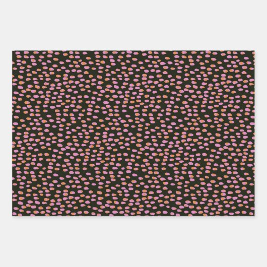 Abstract zwart roze dot patroon inpakpapier vel (Voorkant 2)