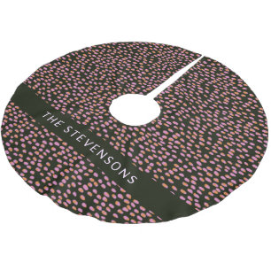 Abstract Zwart Roze en Oranje Stippen Persoonlijk  Kerstboom Rok