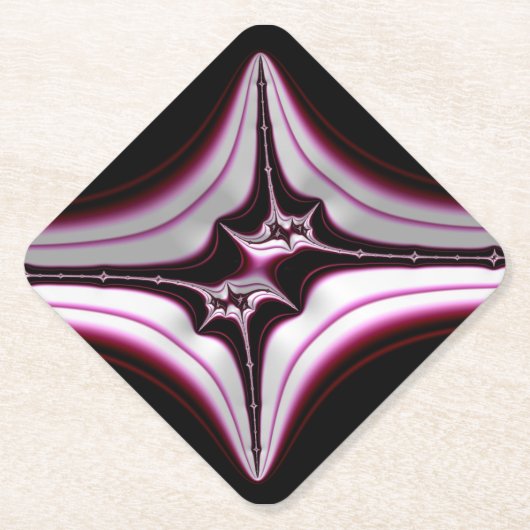 Abstract zwart-roze fractaalsymbool kartonnen onderzetters (Voorkant)