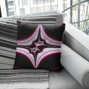 Abstract zwart-roze fractaalsymbool kussen